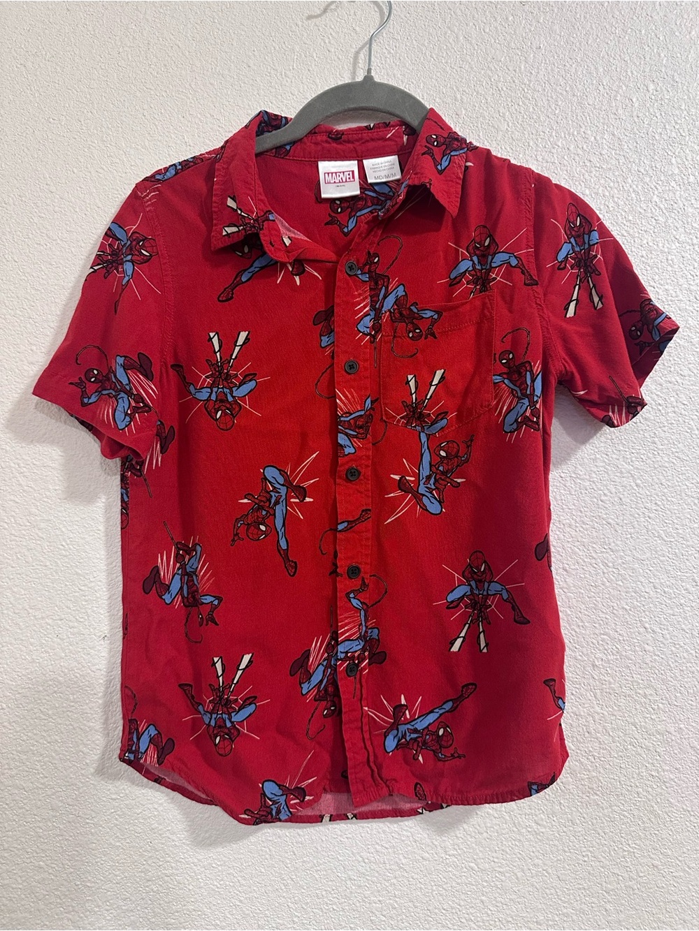 Marvel Red Spider-Man Graphic Short Sleeve Button-Down Shirt